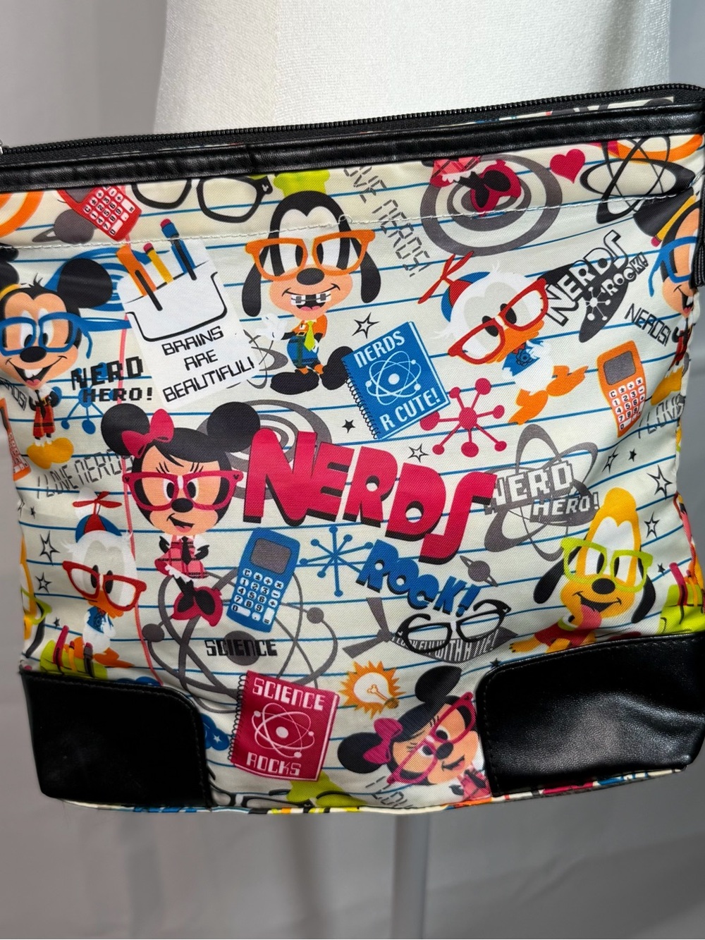 Disney Parks "I LOVE NERDS" Cross-Body Messenger Bag Purse Mickey Minnie Goofy